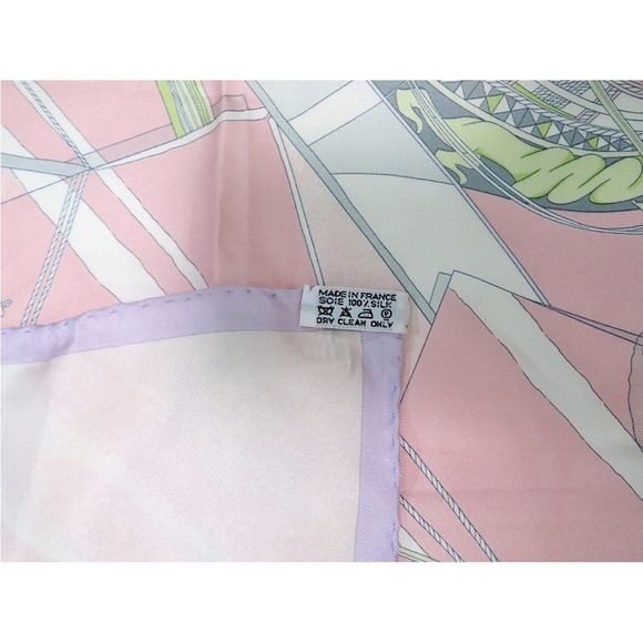 Hermes Pink and Green Geometric Scarf - Picture 11 of 12